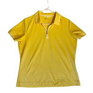 Nike Golf Fit Dry 1/4 Zip Polo Woman L 12-14 Wicking Yellow PASTEL Golf Resort